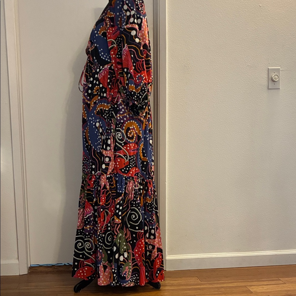 FARM RIO Ocean Scene Lobster Jellyfish Starfish Women's Cotton Maxi Dress XL - Picture 7 of 16